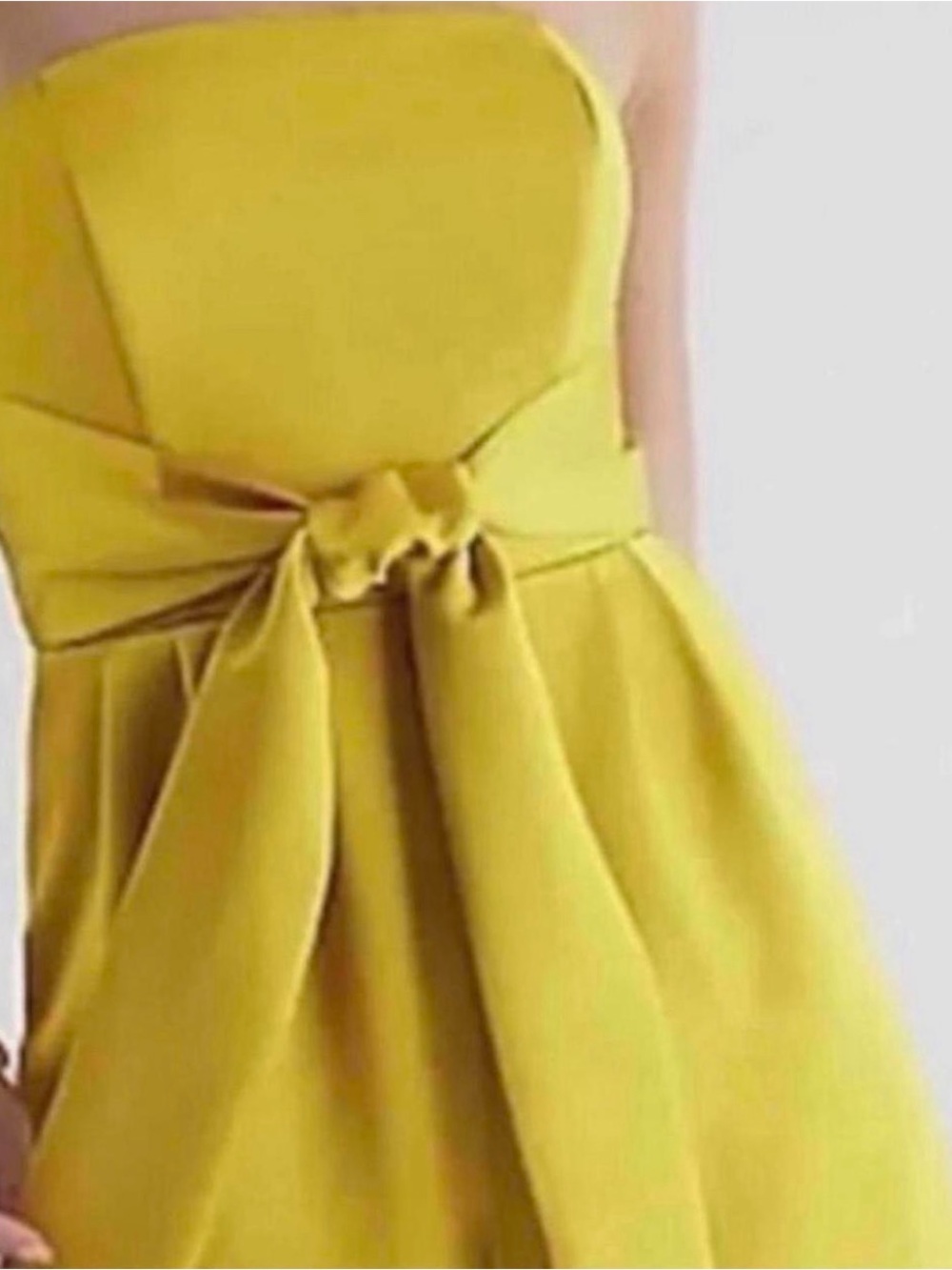 Strapless Yellow tie-Front romper Dress